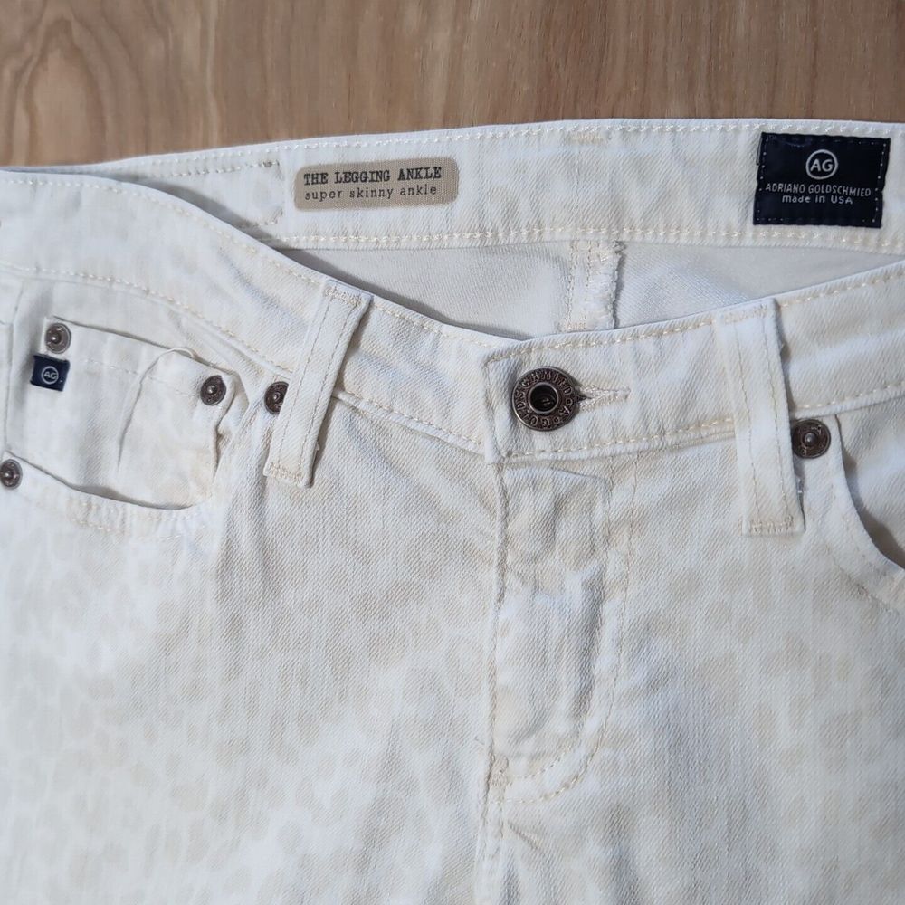 Ag Adriano Goldschmied White Spotted Legging Ankle Super Skinny Jeans Size 27R